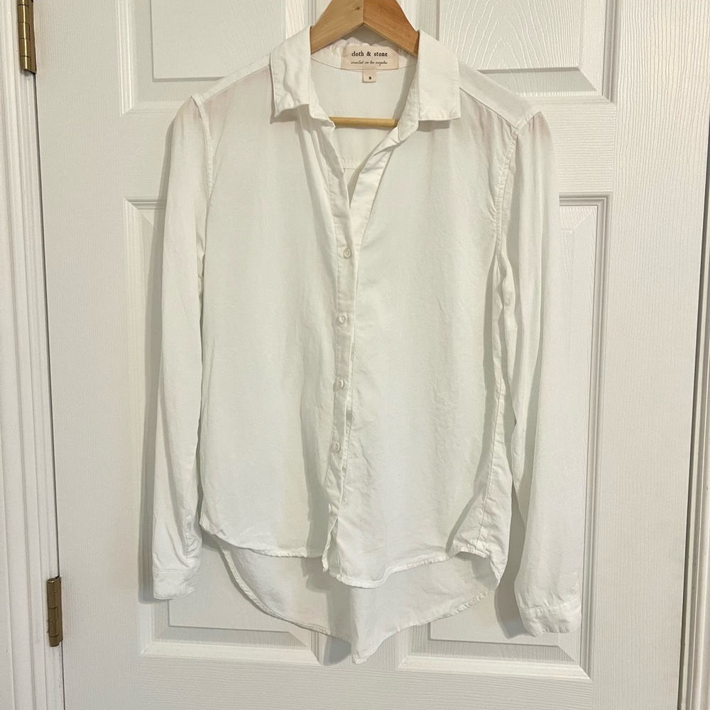 Cloth & Stone White Casual Button Down Shirt